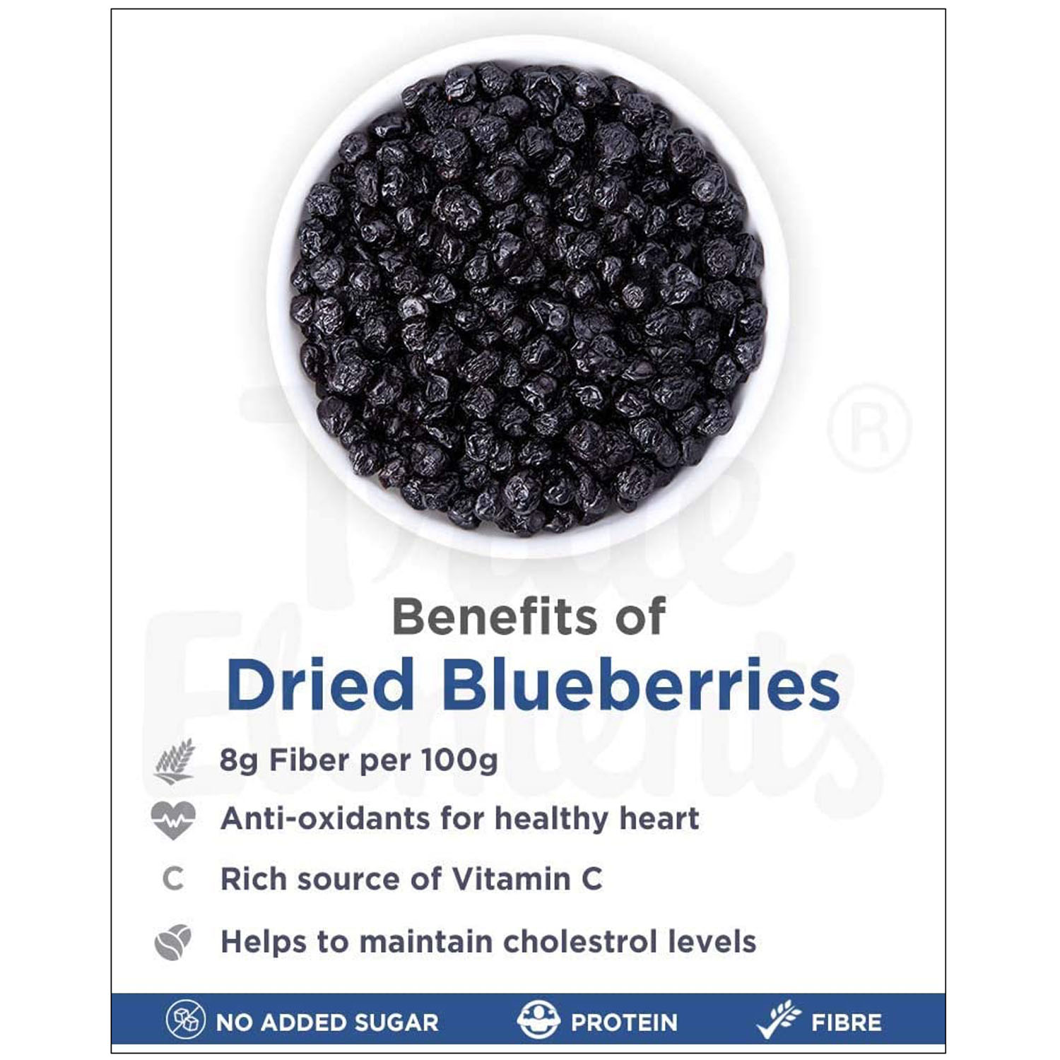 True Elements Dried Blueberries, 125 gm, Pack of 1 True Elements Dried Blueberries, 125 gm, Pack of 1
