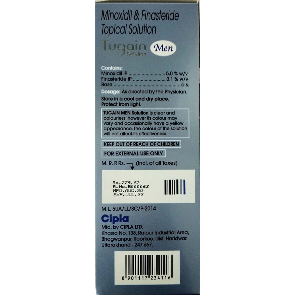 Tugain Men 5% Solution 60 ml, Pack of 1 SOLUTION Tugain Men 5% Solution 60 ml, Pack of 1 SOLUTION