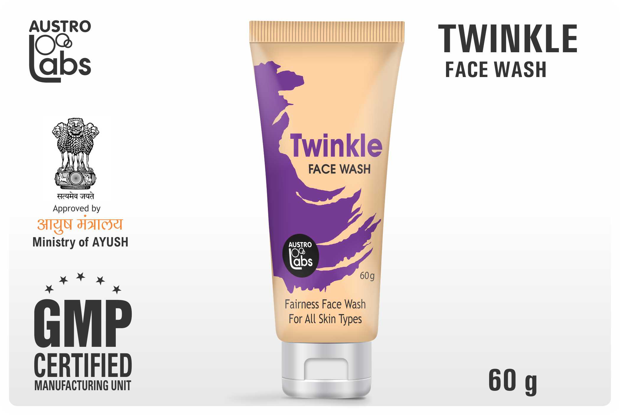 Twinkle Face Wash 60 gm | Saffron, Cucumber, Pomegranate & Wheat Germ | Gives Brighter & Glowing Skin | For All Skin Type, Pack of 1 Twinkle Face Wash 60 gm | Saffron, Cucumber, Pomegranate & Wheat Germ | Gives Brighter & Glowing Skin | For All Skin Type, Pack of 1