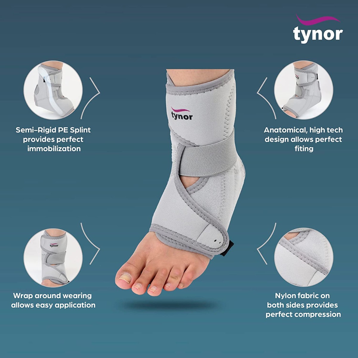 Tynor Ankle Support Neoprene Universal, 1 Pair, Pack of 1 Tynor Ankle Support Neoprene Universal, 1 Pair, Pack of 1