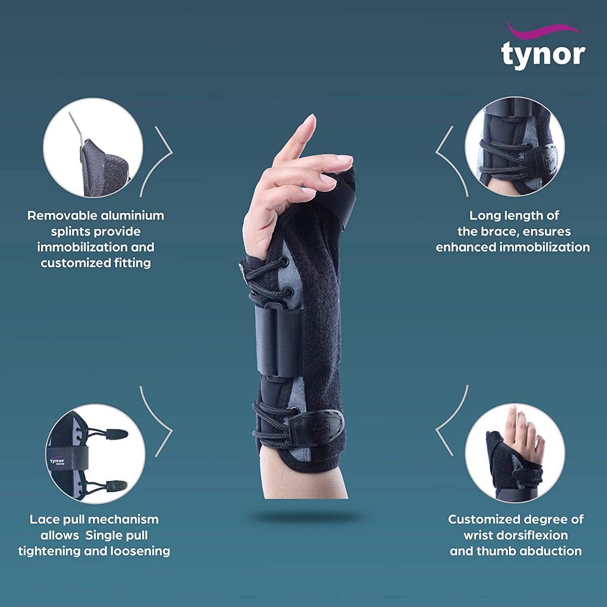 Tynor Wrist Splint with Thumb Right/Left Medium, 1 Count, Pack of 1 Tynor Wrist Splint with Thumb Right/Left Medium, 1 Count, Pack of 1