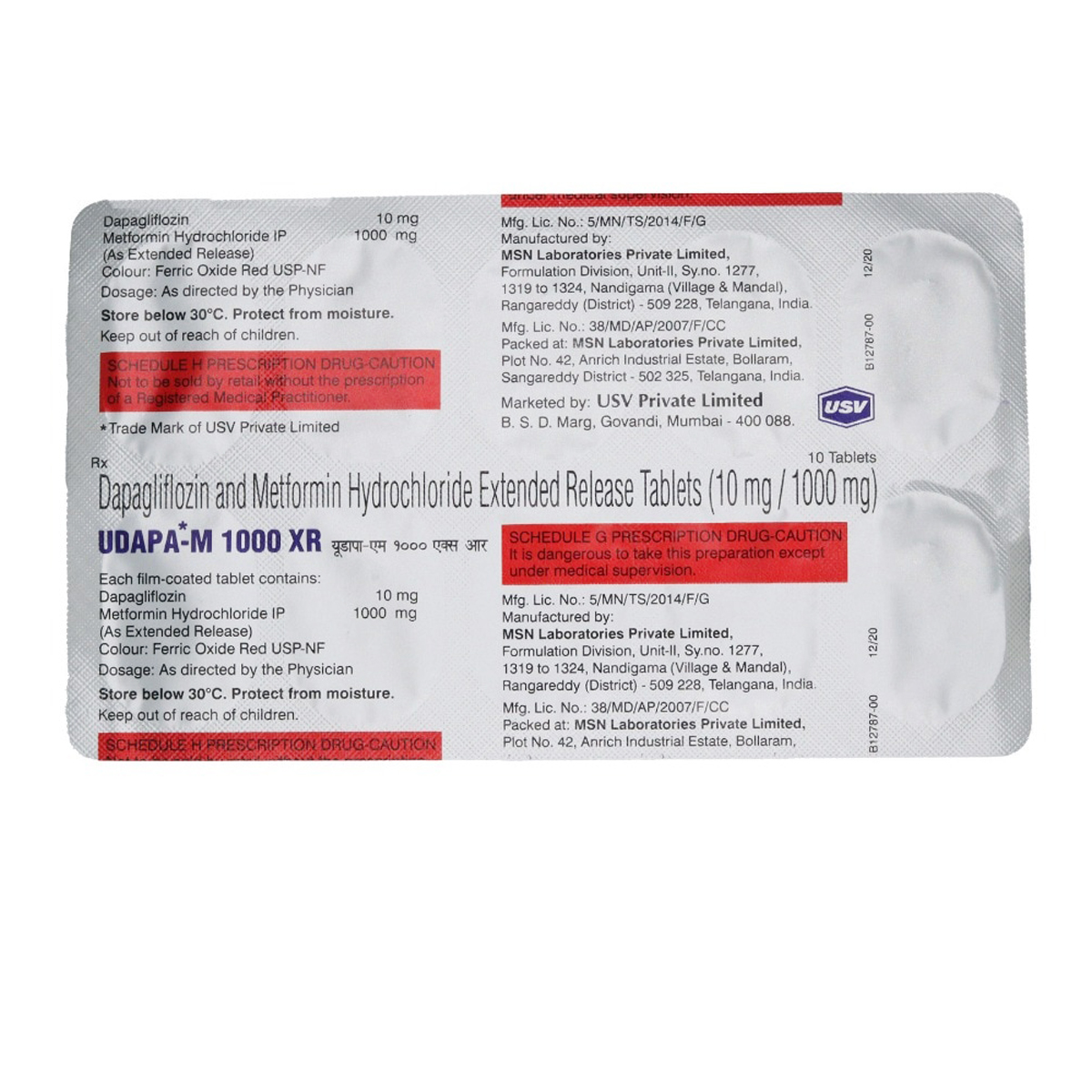 Udapa-M 1000 XR Tablets 10's, Pack of 10 TabletS Udapa-M 1000 XR Tablets 10's, Pack of 10 TabletS