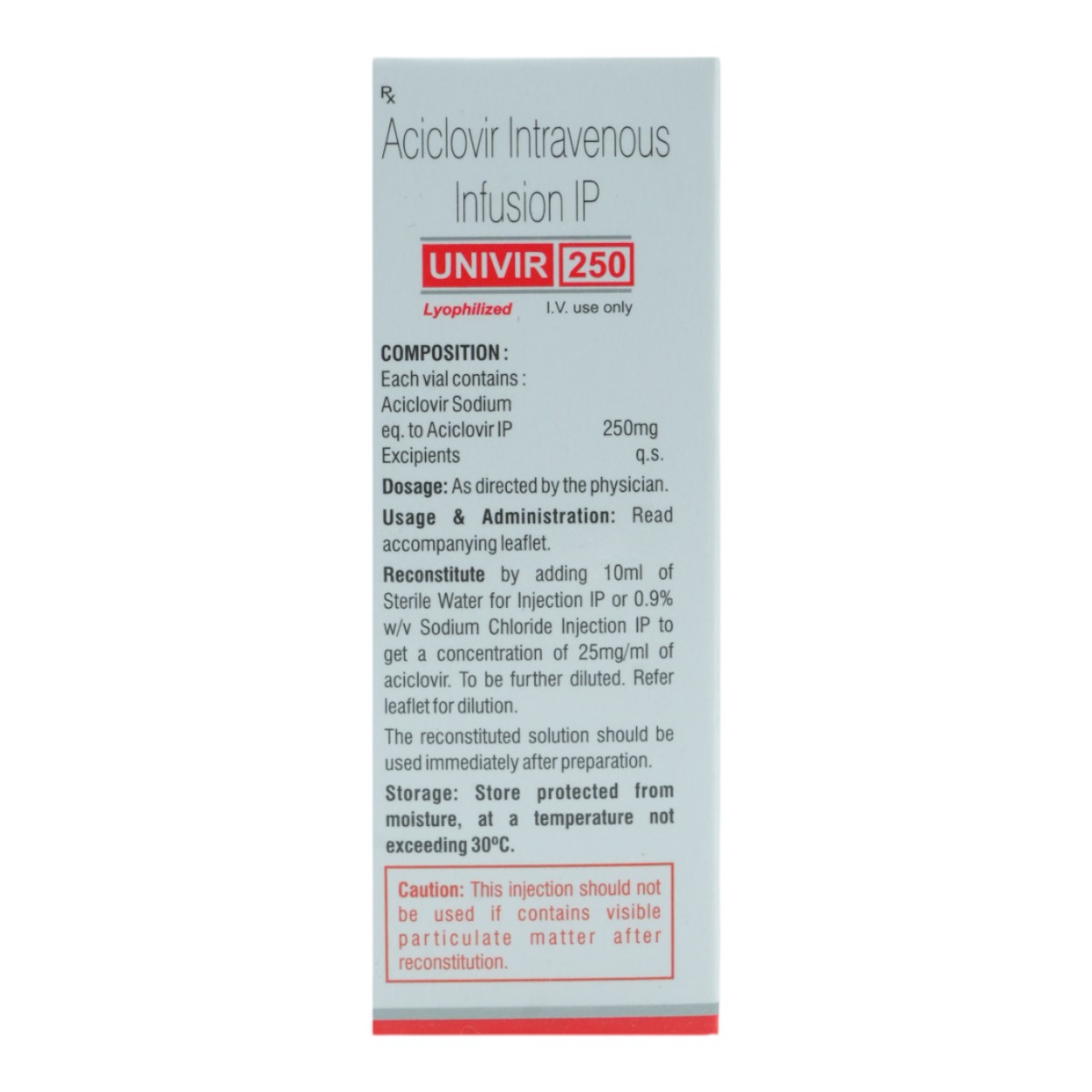Univir 250 Injection 1's, Pack of 1 Injection Univir 250 Injection 1's, Pack of 1 Injection