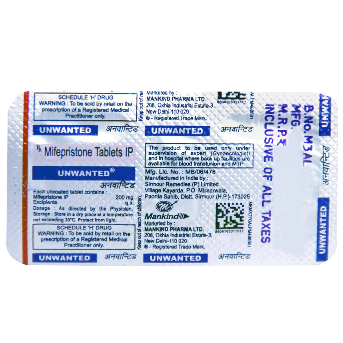 Unwanted Tablet 1's, Pack of 1 TABLET Unwanted Tablet 1's, Pack of 1 TABLET