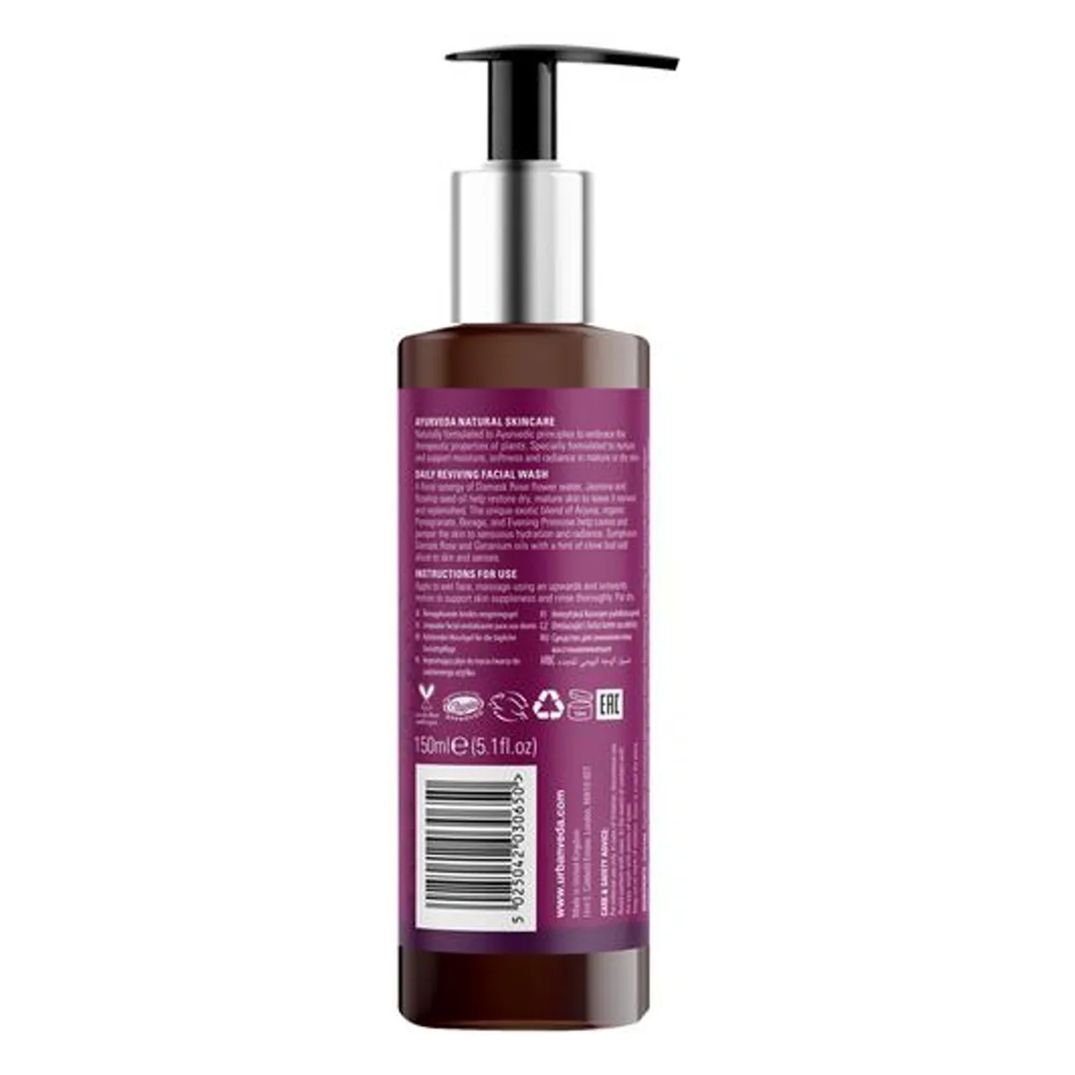 Urban Veda Daily Reviving Facial Wash 150 ml | Rose, Rose Damask Flower Water, Primrose, Jasmine | Clarigying & Replenishing | For Tired & Mature Skin, Pack of 1 Urban Veda Daily Reviving Facial Wash 150 ml | Rose, Rose Damask Flower Water, Primrose, Jasmine | Clarigying & Replenishing | For Tired & Mature Skin, Pack of 1
