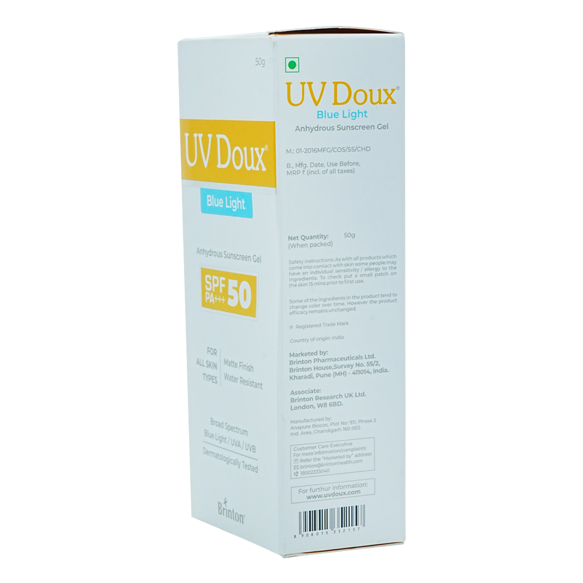 Uv Doux SPF 50+ Blue Light Sunscreen Gel 50 gm, Pack of 1 Uv Doux SPF 50+ Blue Light Sunscreen Gel 50 gm, Pack of 1