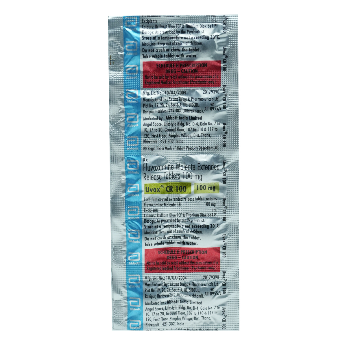 Uvox CR 100 mg Tablet 10's, Pack of 10 TabletS Uvox CR 100 mg Tablet 10's, Pack of 10 TabletS