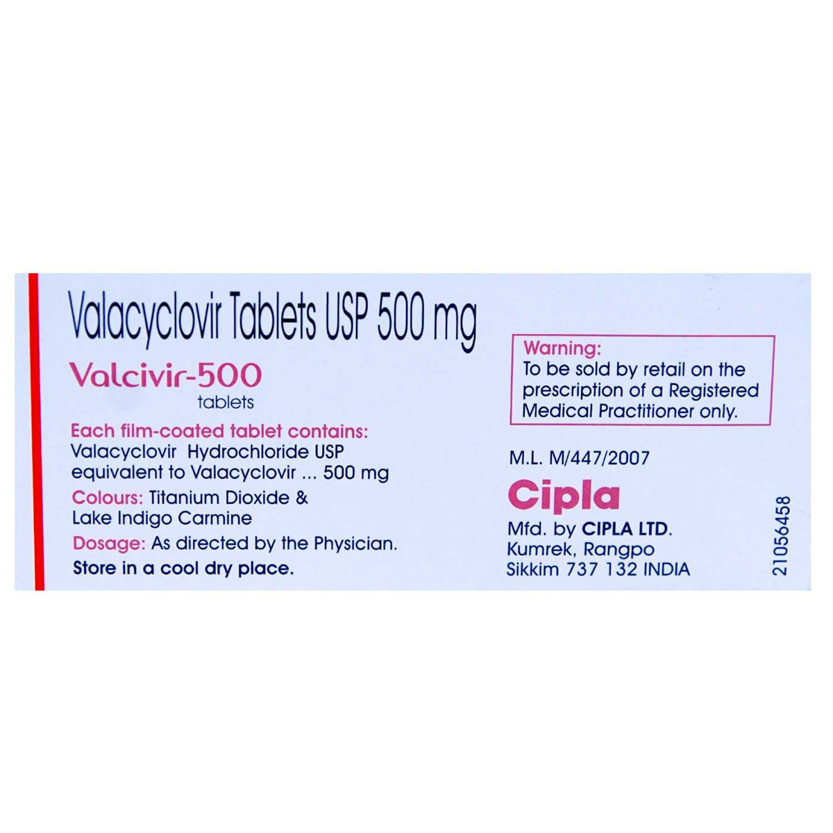 Valcivir-500 Tablet 3's, Pack of 3 TABLETS Valcivir-500 Tablet 3's, Pack of 3 TABLETS