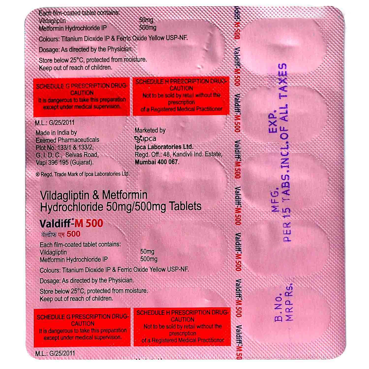 Valdiff-M 500 Tablet 15's, Pack of 15 TABLETS Valdiff-M 500 Tablet 15's, Pack of 15 TABLETS