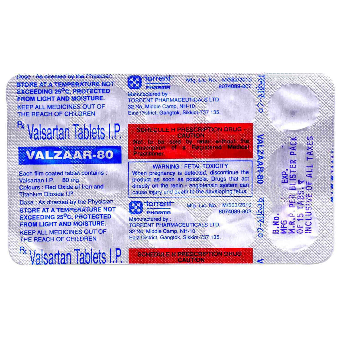 Valzaar 80 mg Tablet 15's, Pack of 15 TABLETS Valzaar 80 mg Tablet 15's, Pack of 15 TABLETS