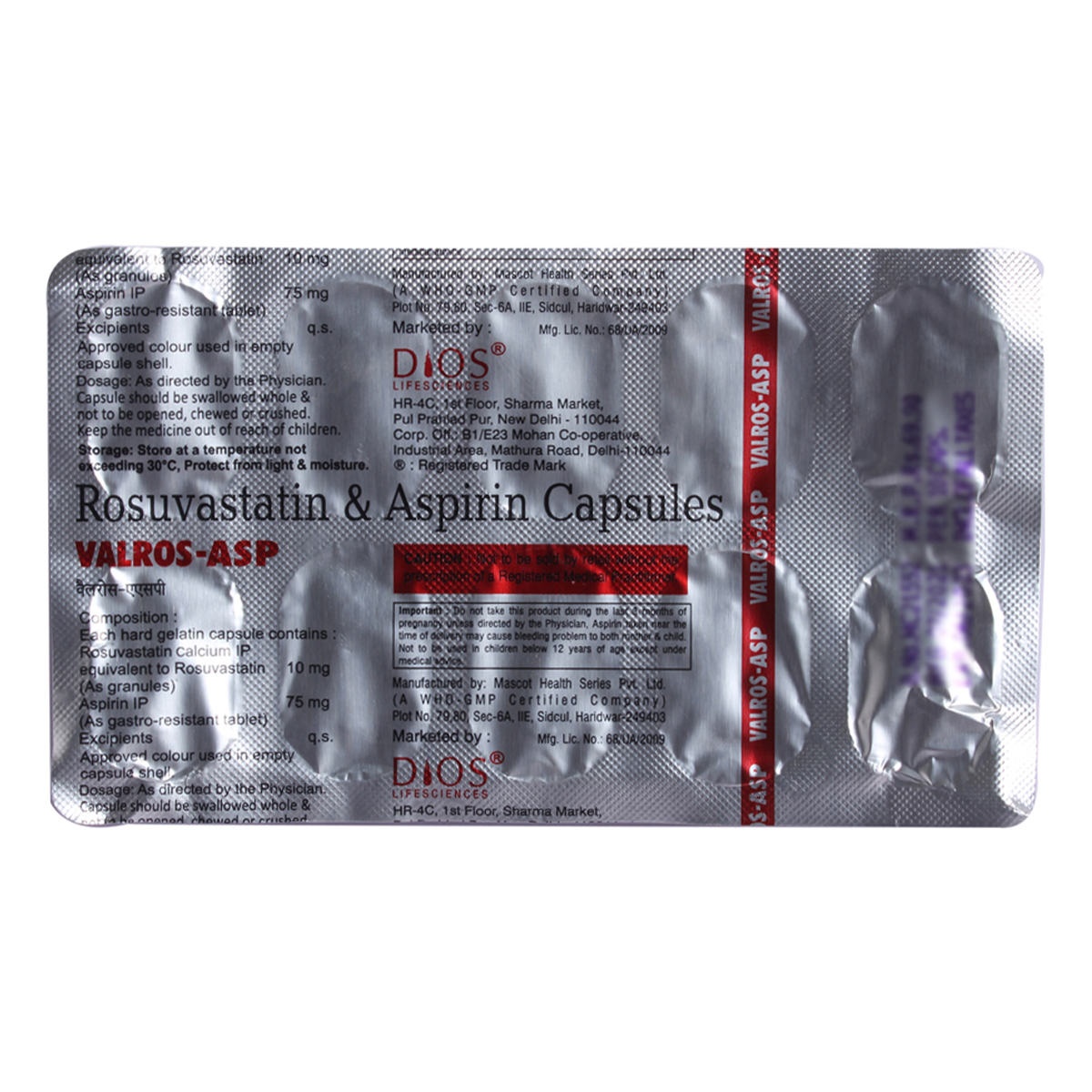 Valros-ASP Capsule 10's, Pack of 10 Valros-ASP Capsule 10's, Pack of 10