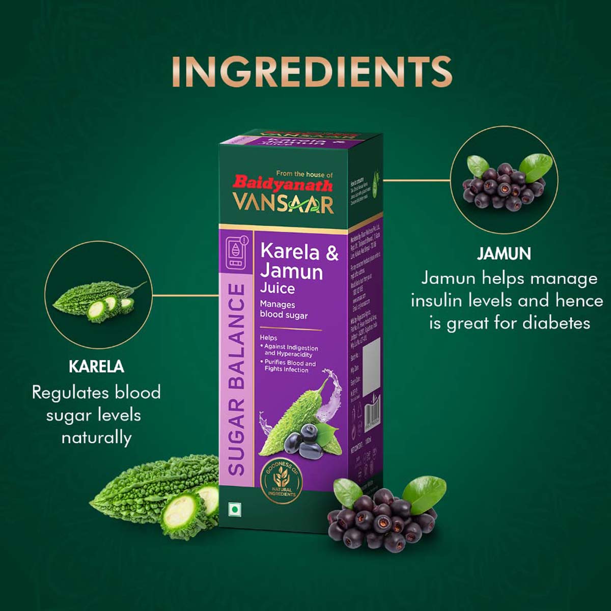 Baidyanath Vansaar Karela & Jamun Juice, 1 Litre, Pack of 1 Baidyanath Vansaar Karela & Jamun Juice, 1 Litre, Pack of 1