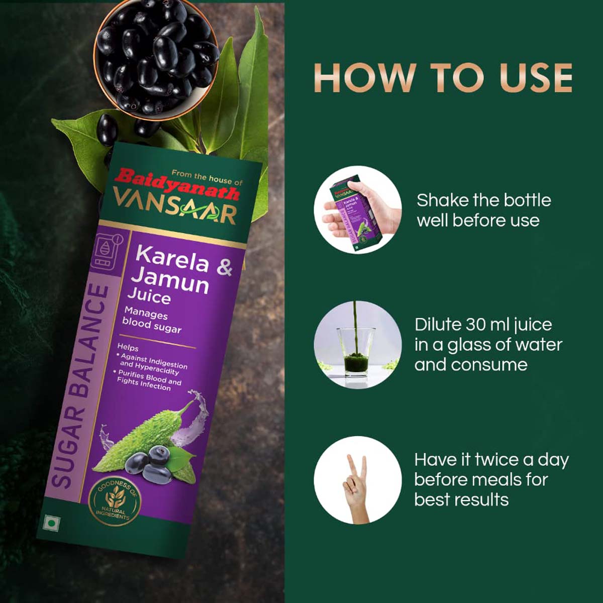 Baidyanath Vansaar Karela & Jamun Juice, 1 Litre, Pack of 1 Baidyanath Vansaar Karela & Jamun Juice, 1 Litre, Pack of 1