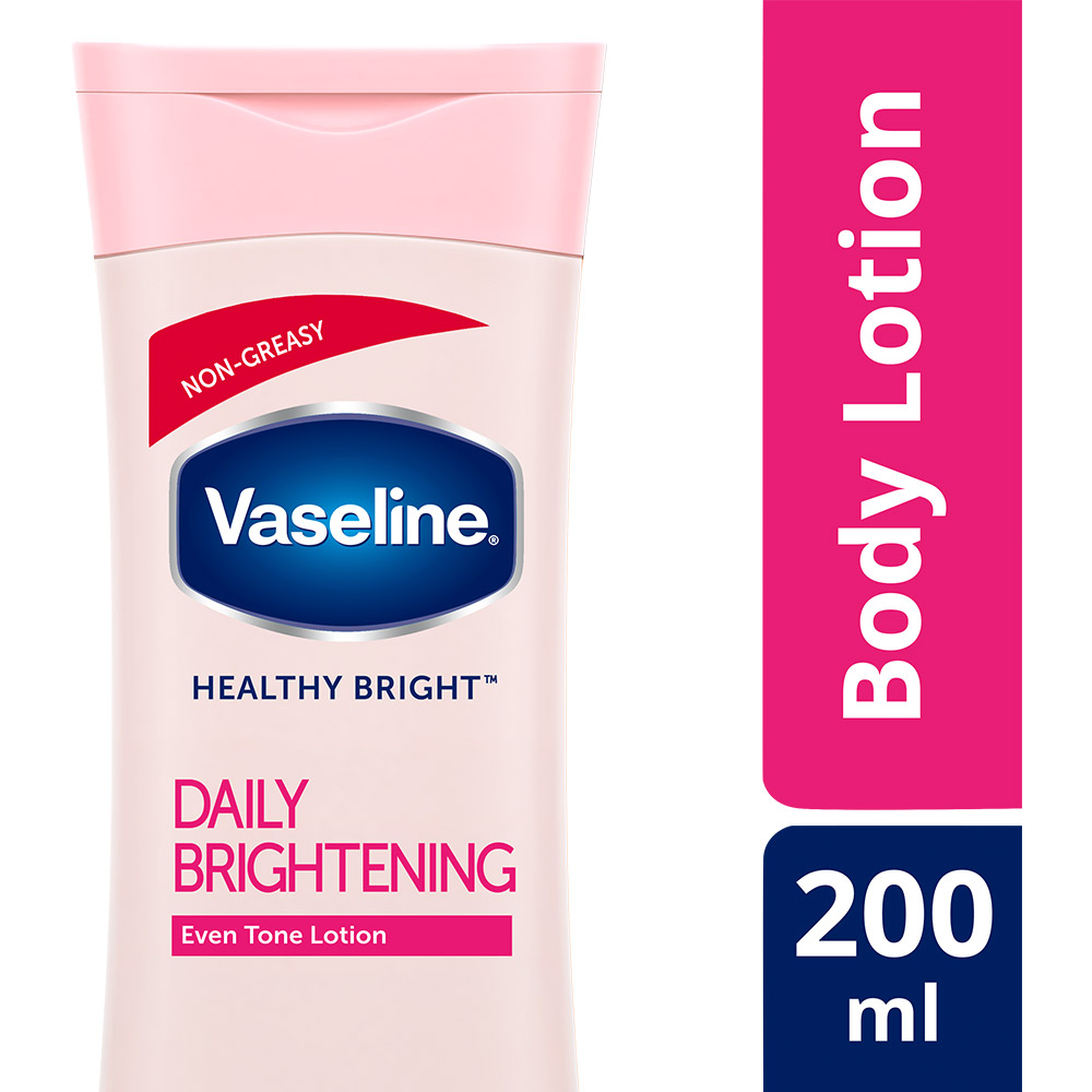 Vaseline Healthy Bright Daily Brightening Body Lotion 200 ml | With Vitamin B3 & Triple Sunscreens | Gives Radiant Looking Skin In 2 Weeks | Light & Non Greasy Formula, Pack of 1 Vaseline Healthy Bright Daily Brightening Body Lotion 200 ml | With Vitamin B3 & Triple Sunscreens | Gives Radiant Looking Skin In 2 Weeks | Light & Non Greasy Formula, Pack of 1