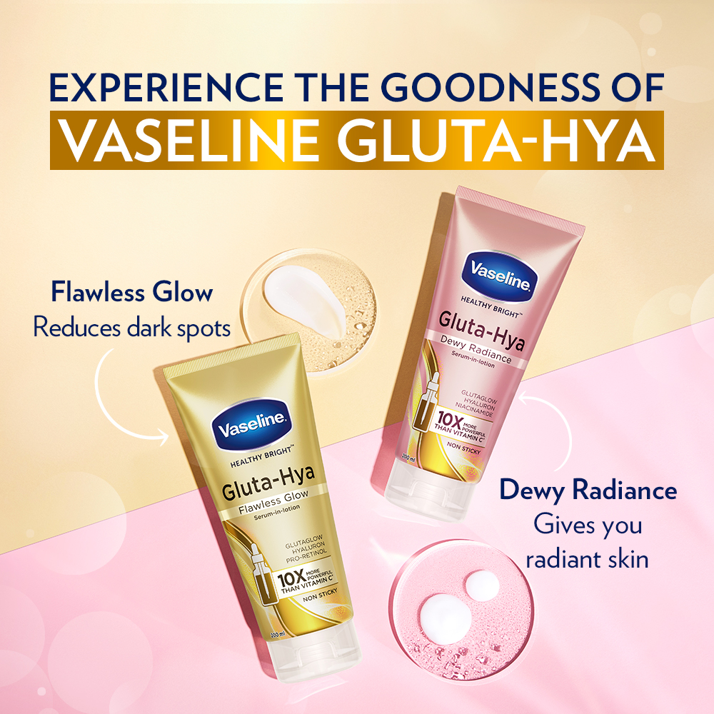 Vaseline Gluta-Hya Flawless Glow Serum-in-Lotion 200 ml | With Glutaglow, Hyaluron & Pro Retinol | Gives Even Toned & Brighter Skin From Ist Use| Non Sticky, Pack of 1 Vaseline Gluta-Hya Flawless Glow Serum-in-Lotion 200 ml | With Glutaglow, Hyaluron & Pro Retinol | Gives Even Toned & Brighter Skin From Ist Use| Non Sticky, Pack of 1