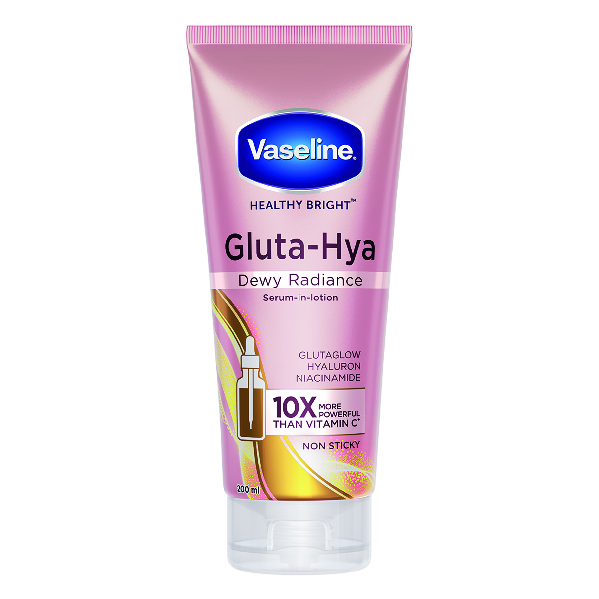 Vaseline Gluta-Hya Dewy Radiance Serum-in-Lotion 200 ml | Glutaglow, Hyaluron & Niacinamide | For Brighter Skin From Ist Use | Non Sticky Formula, Pack of 1 Vaseline Gluta-Hya Dewy Radiance Serum-in-Lotion 200 ml | Glutaglow, Hyaluron & Niacinamide | For Brighter Skin From Ist Use | Non Sticky Formula, Pack of 1