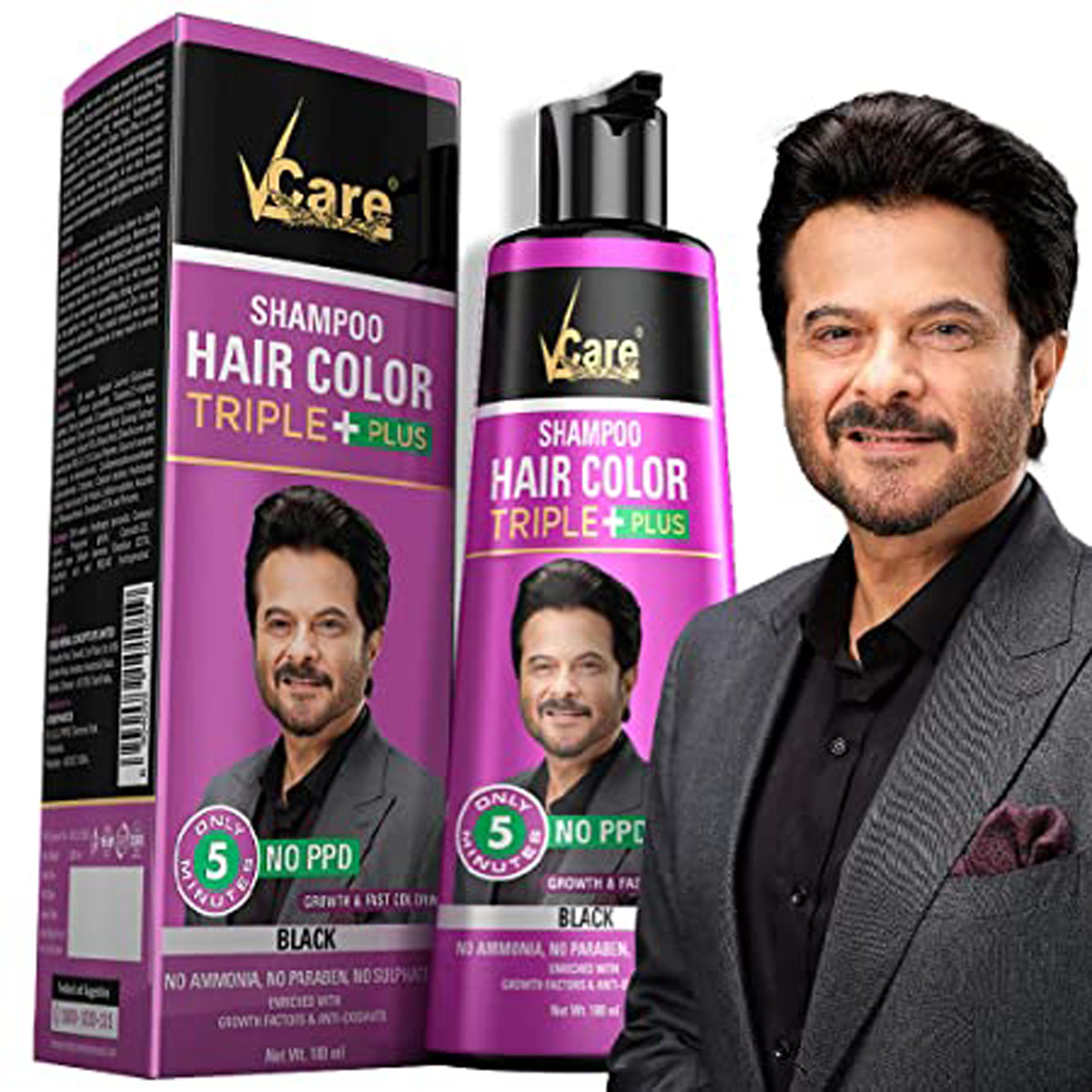 Vcare Triple Plus Hair Color Shampoo Black, 180ml, Pack of 1 Vcare Triple Plus Hair Color Shampoo Black, 180ml, Pack of 1