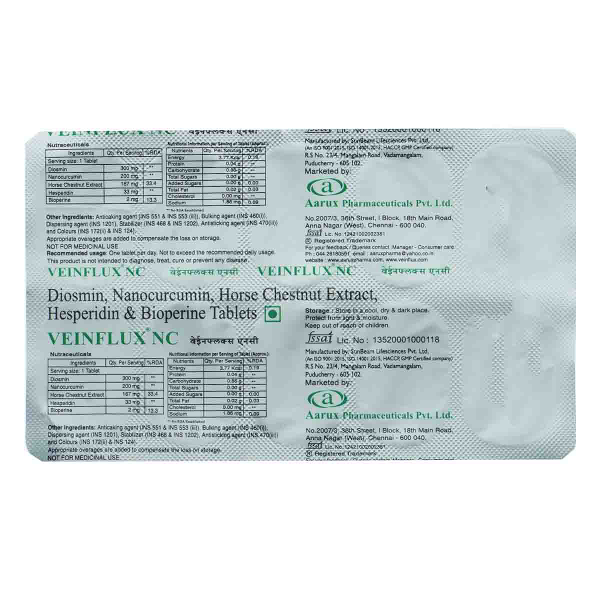 Veinflux NC Tablet 10's, Pack of 10 TabletS Veinflux NC Tablet 10's, Pack of 10 TabletS