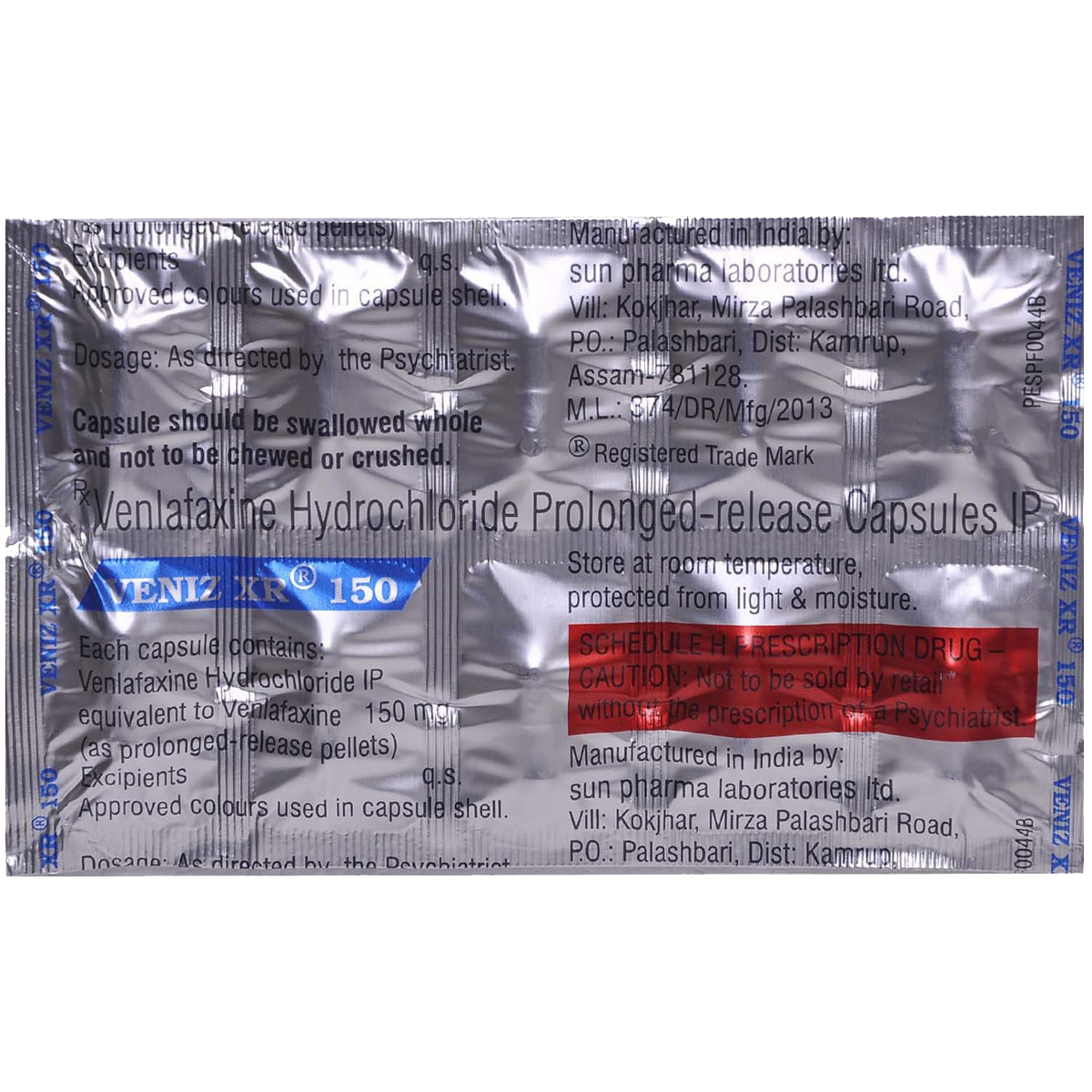 Veniz XR 150 Capsule 10's, Pack of 10 CAPSULES Veniz XR 150 Capsule 10's, Pack of 10 CAPSULES