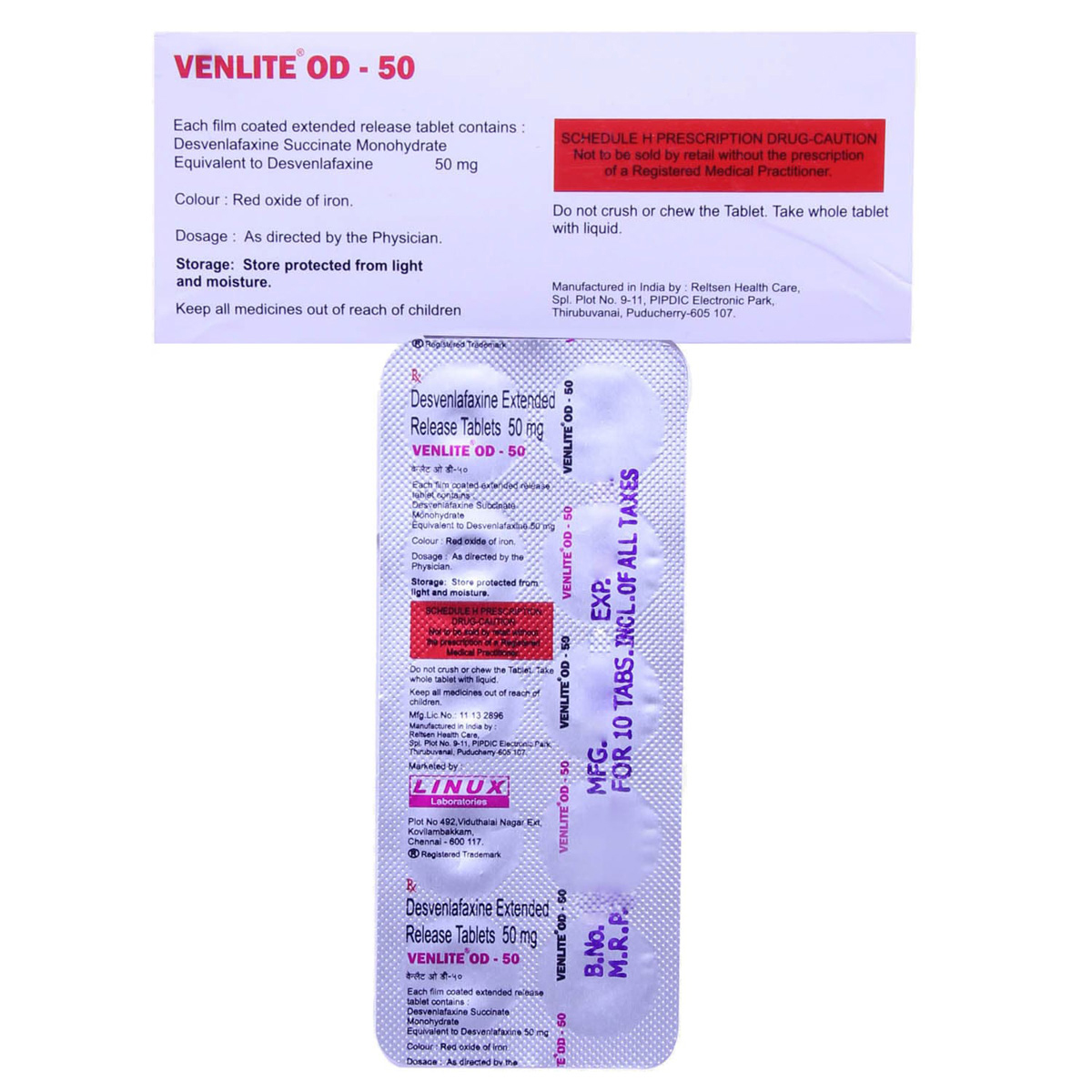 Venlite OD 50 Tablet 10's, Pack of 10 TABLETS Venlite OD 50 Tablet 10's, Pack of 10 TABLETS