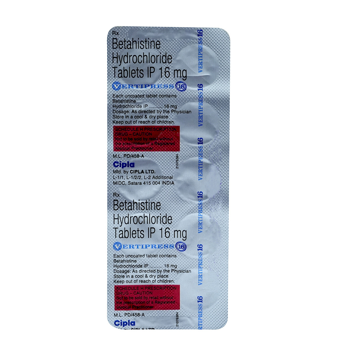 Vertipress 16 Tablet 10's Vertipress 16 Tablet 10's