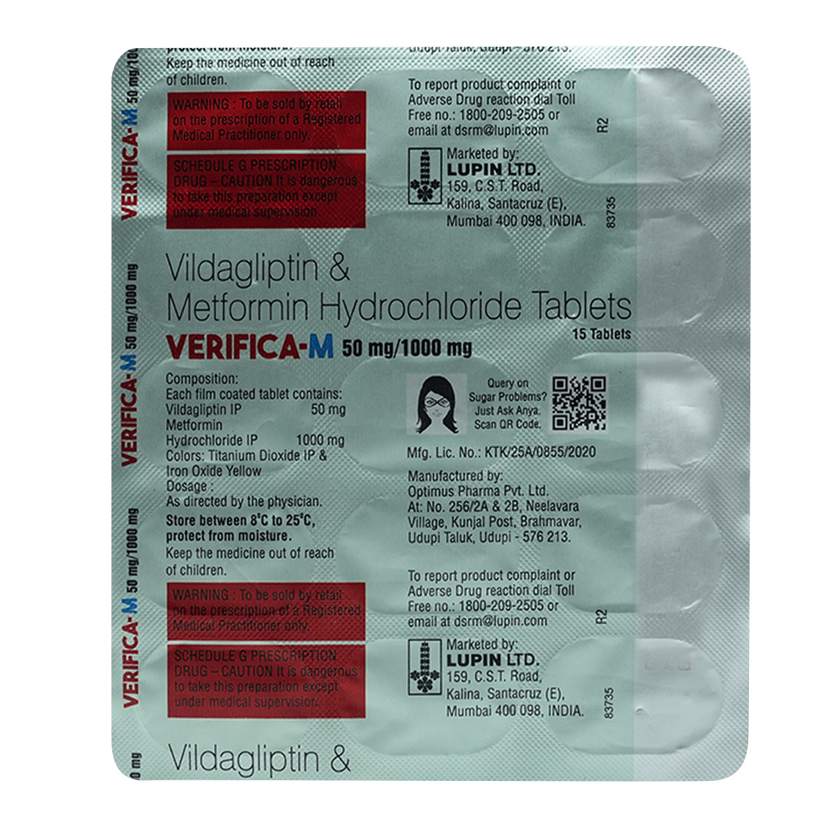 Verifica M 50mg/1000mg Tablet15's, Pack of 15 TABLETS Verifica M 50mg/1000mg Tablet15's, Pack of 15 TABLETS