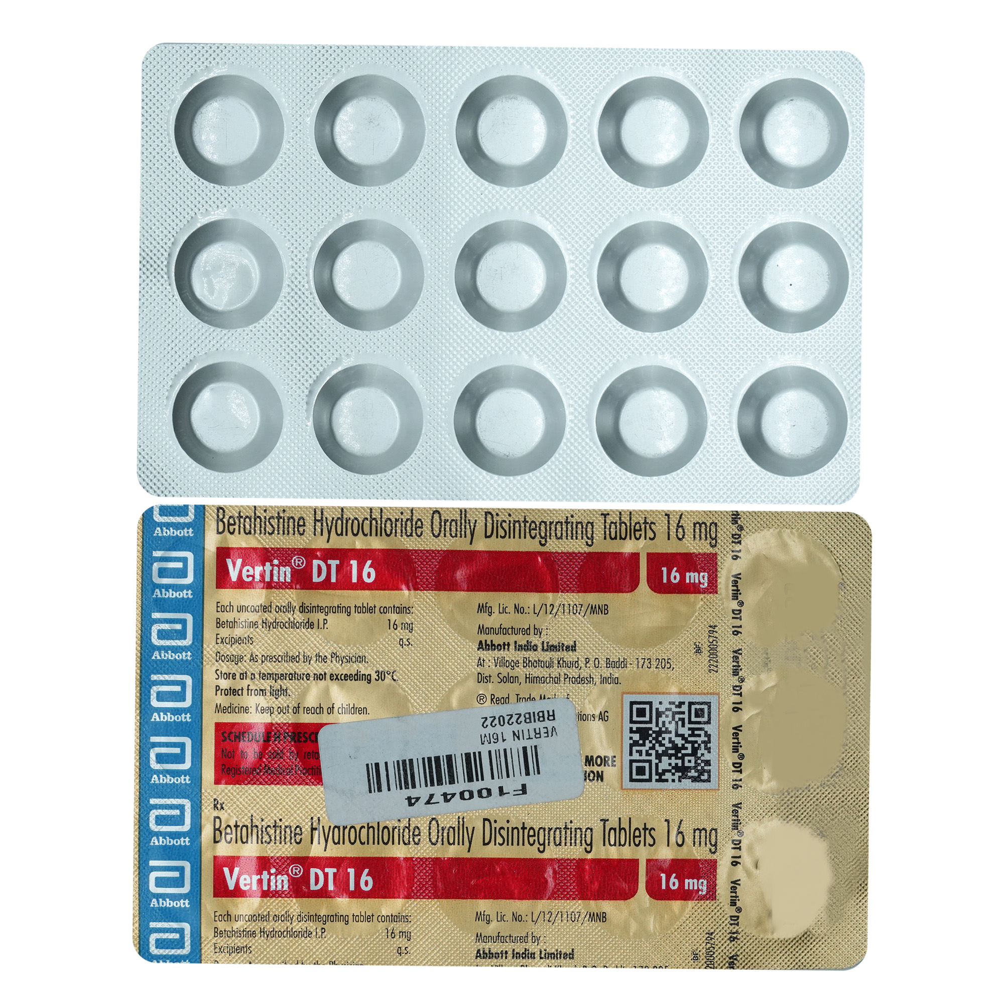 Vertin DT 16 Tablet 15's, Pack of 15 TABLETS Vertin DT 16 Tablet 15's, Pack of 15 TABLETS