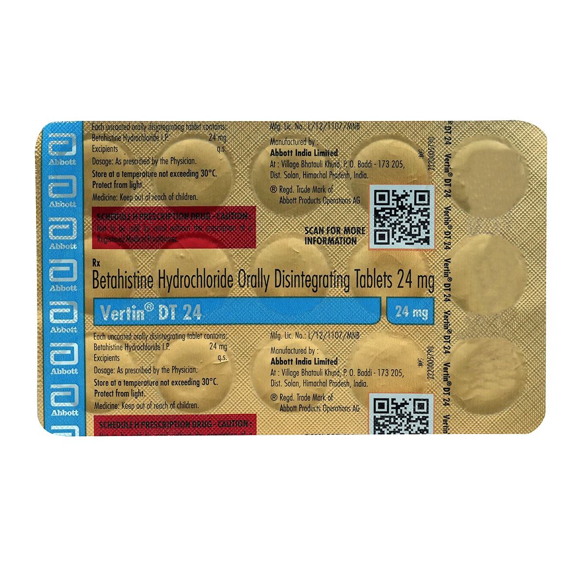 Vertin DT 24 Tablet 15's, Pack of 15 TABLETS Vertin DT 24 Tablet 15's, Pack of 15 TABLETS