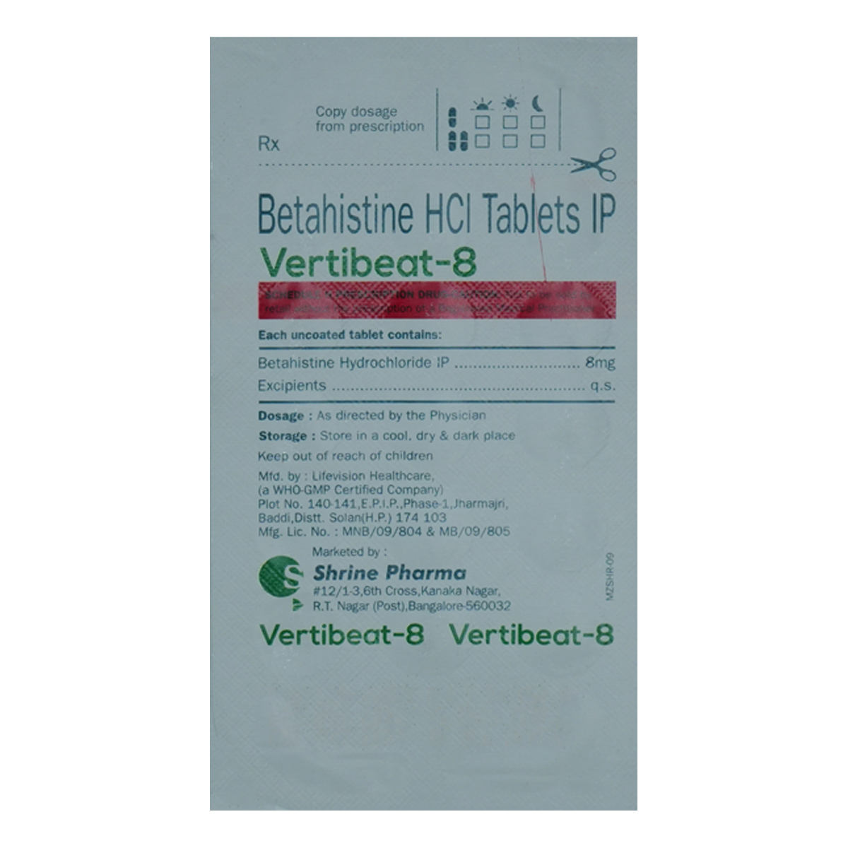 Vertibeat-8 Tablet 15's, Pack of 15 TabletS Vertibeat-8 Tablet 15's, Pack of 15 TabletS