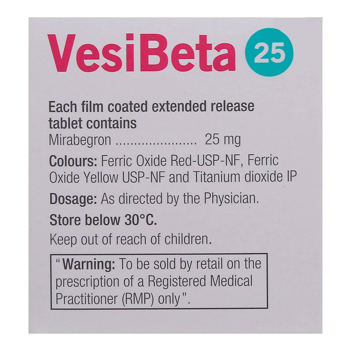 VesiBeta 25 Tablet 10's, Pack of 10 TABLETS VesiBeta 25 Tablet 10's, Pack of 10 TABLETS