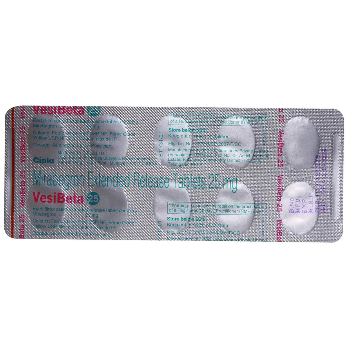 VesiBeta 25 Tablet 10's, Pack of 10 TABLETS VesiBeta 25 Tablet 10's, Pack of 10 TABLETS