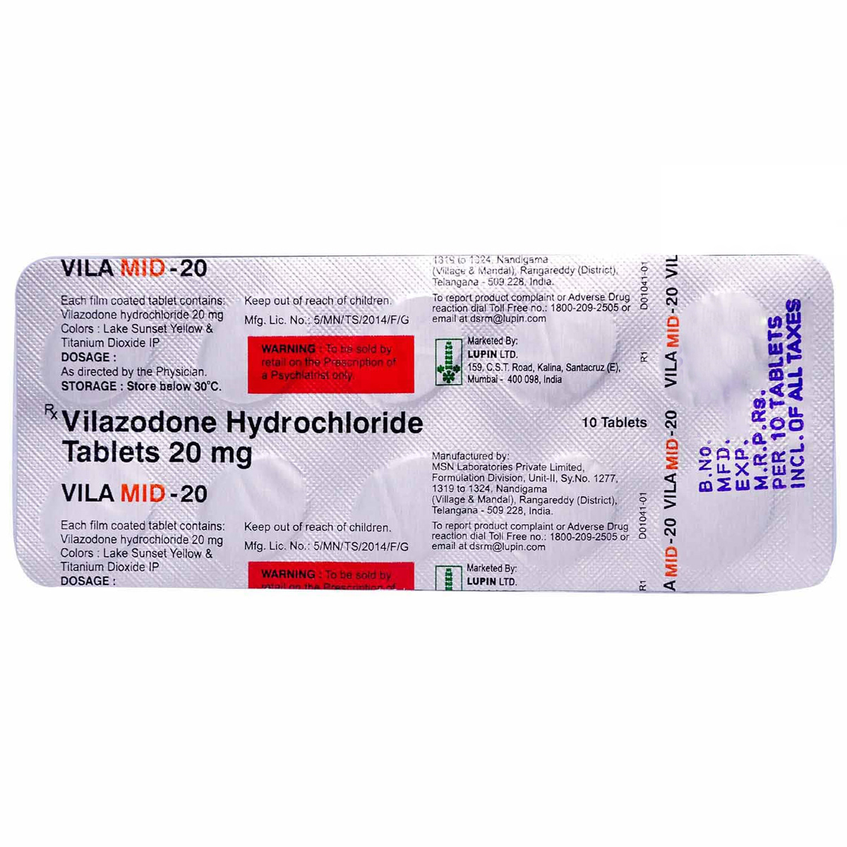 Vilamid 20 Tablet 10's, Pack of 10 TABLETS Vilamid 20 Tablet 10's, Pack of 10 TABLETS