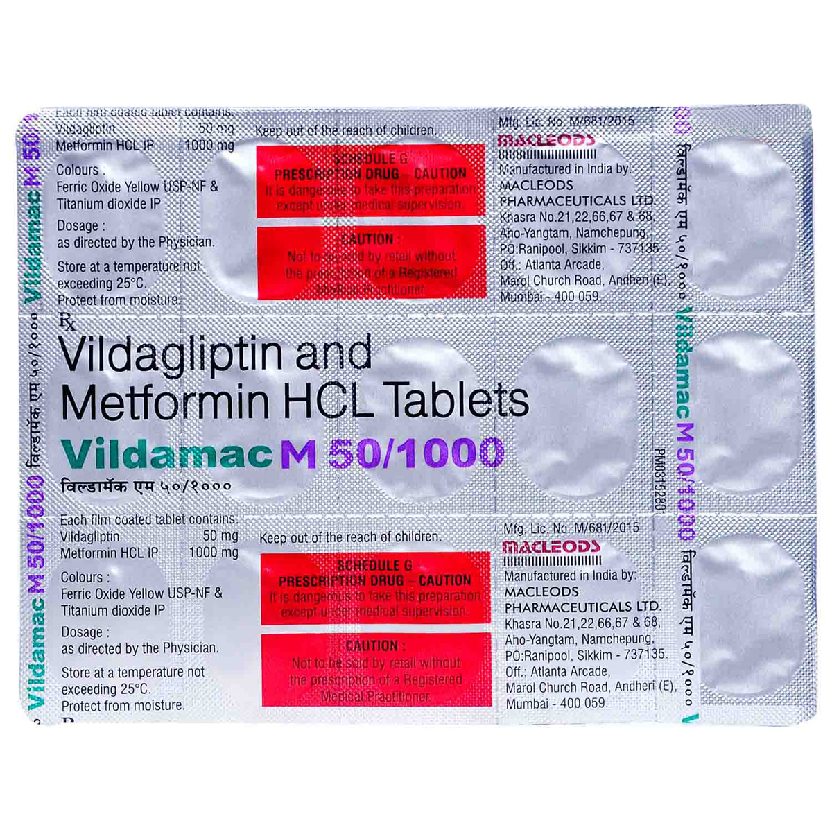Vildamac M 50/1000 Tablet 15's, Pack of 15 TABLETS Vildamac M 50/1000 Tablet 15's, Pack of 15 TABLETS