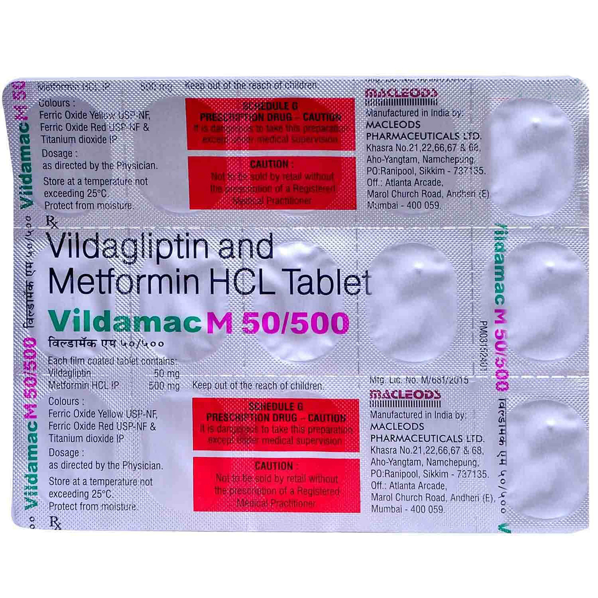 Vildamac M 50/500 Tablet 15's, Pack of 15 TABLETS Vildamac M 50/500 Tablet 15's, Pack of 15 TABLETS