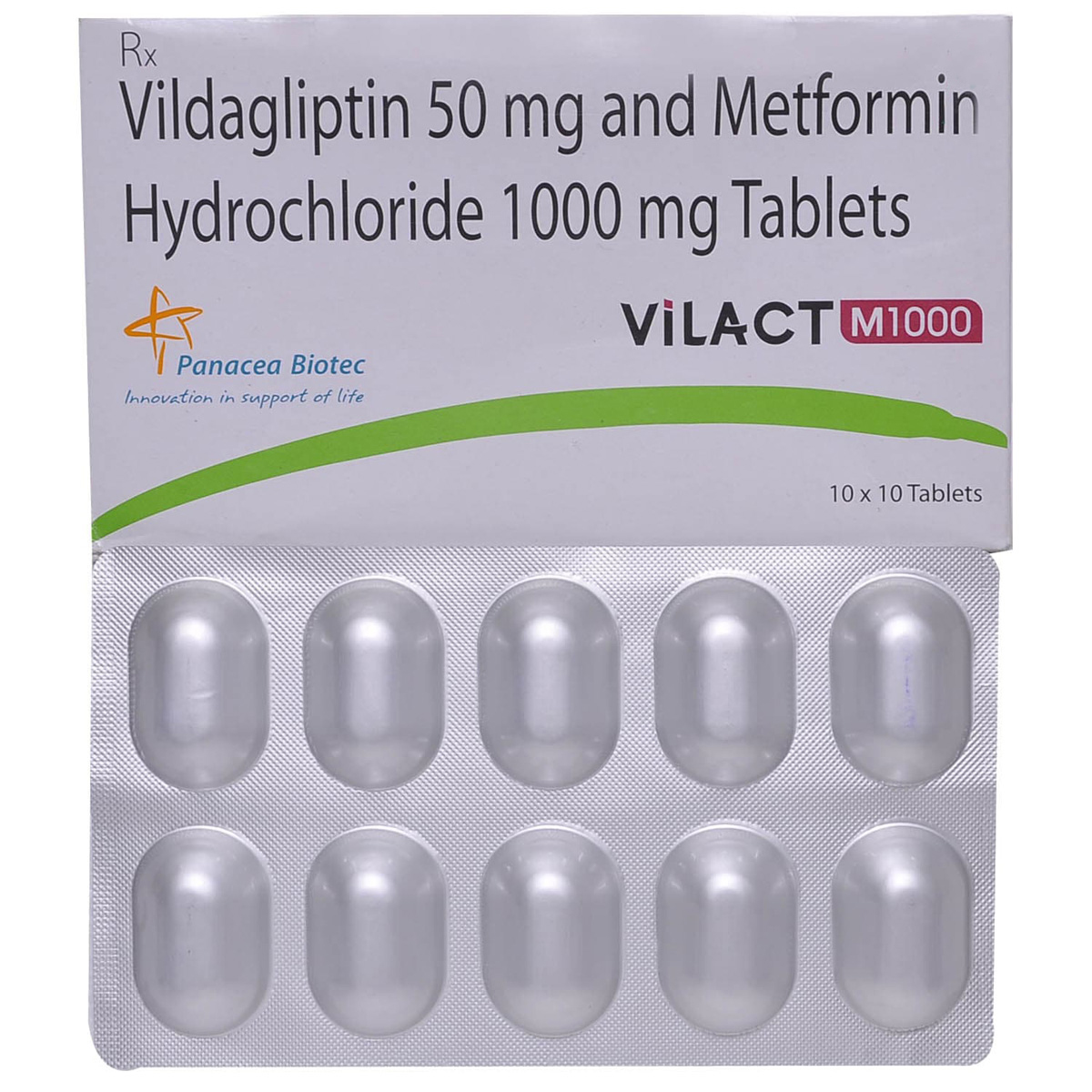 Vilact M 1000/50mg Tablet 10's, Pack of 10 TabletS Vilact M 1000/50mg Tablet 10's, Pack of 10 TabletS
