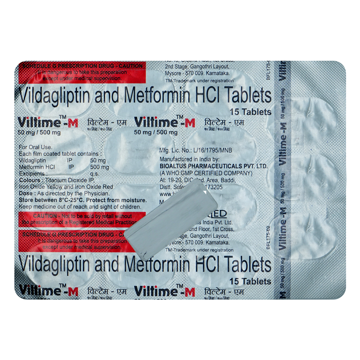 Viltime M 50 mg/500 mg Tablet 15's, Pack of 15 TABLETS Viltime M 50 mg/500 mg Tablet 15's, Pack of 15 TABLETS