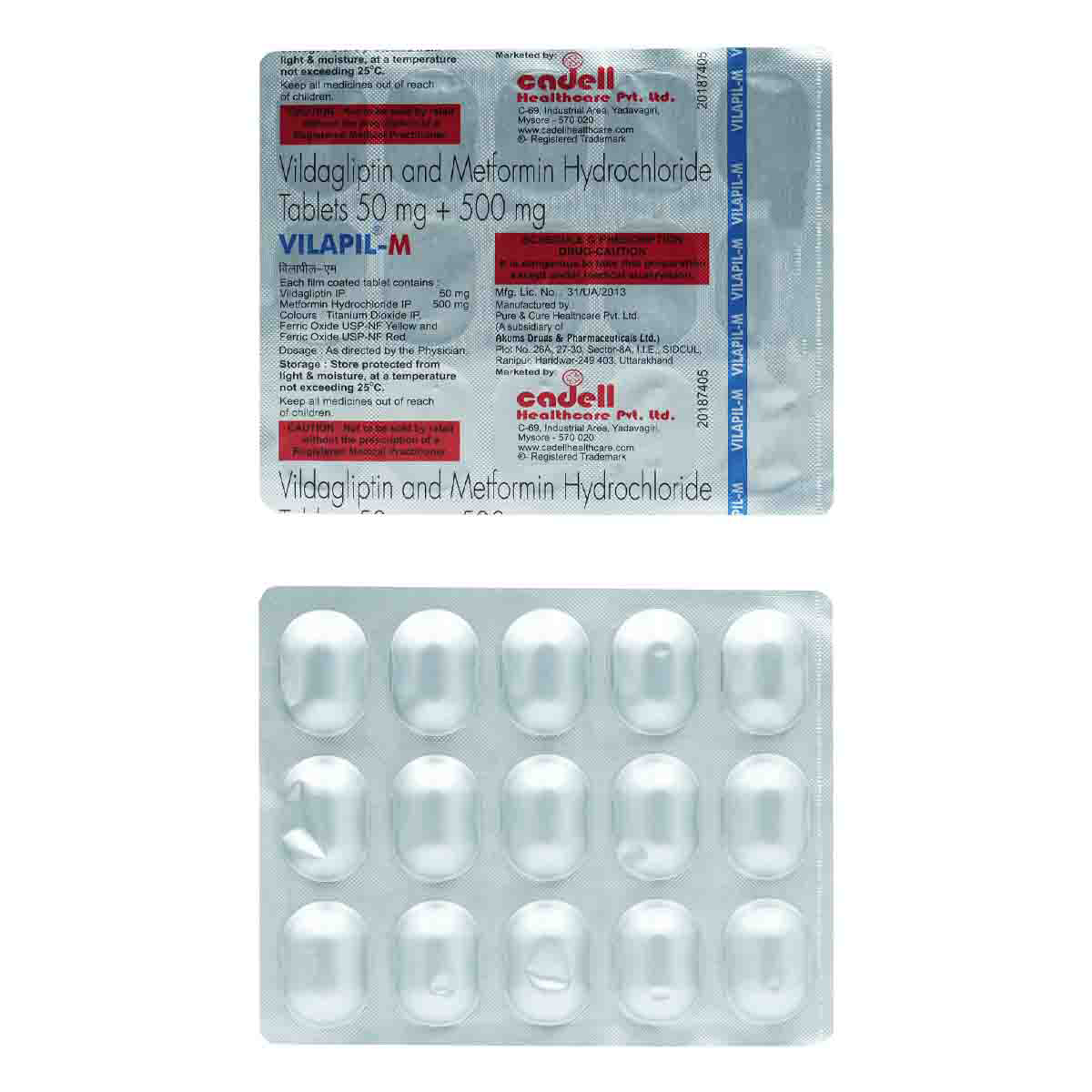 Vilapil M 50/500mg Tablet 15's, Pack of 15 TABLETS Vilapil M 50/500mg Tablet 15's, Pack of 15 TABLETS