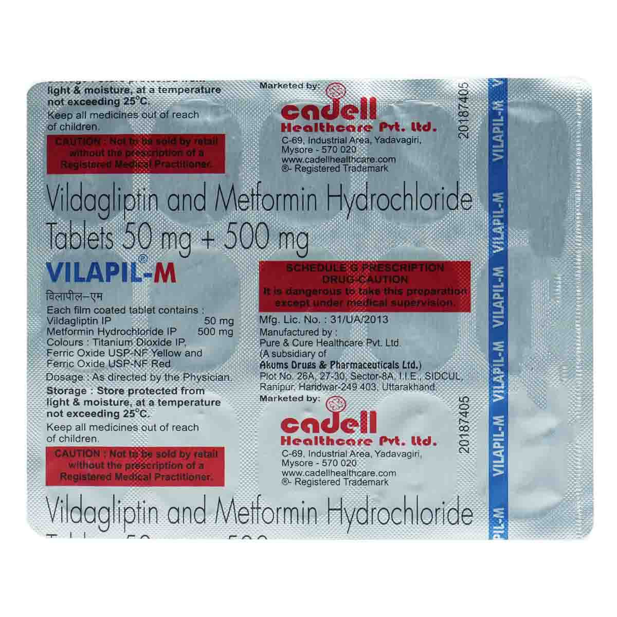 Vilapil M 50/500mg Tablet 15's, Pack of 15 TABLETS Vilapil M 50/500mg Tablet 15's, Pack of 15 TABLETS