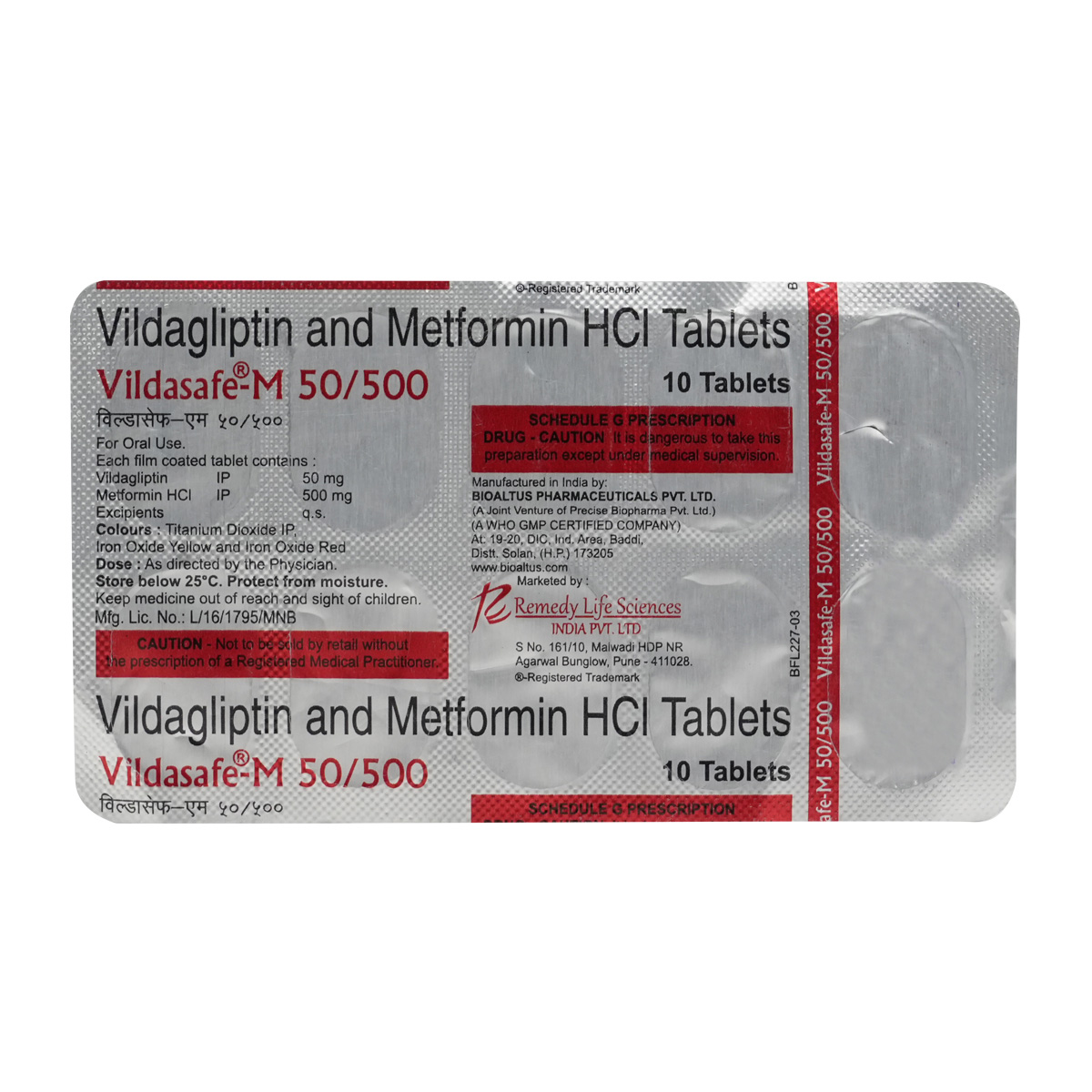 Vildasafe-M 50/500 Tablet 10's, Pack of 10 TABLETS Vildasafe-M 50/500 Tablet 10's, Pack of 10 TABLETS