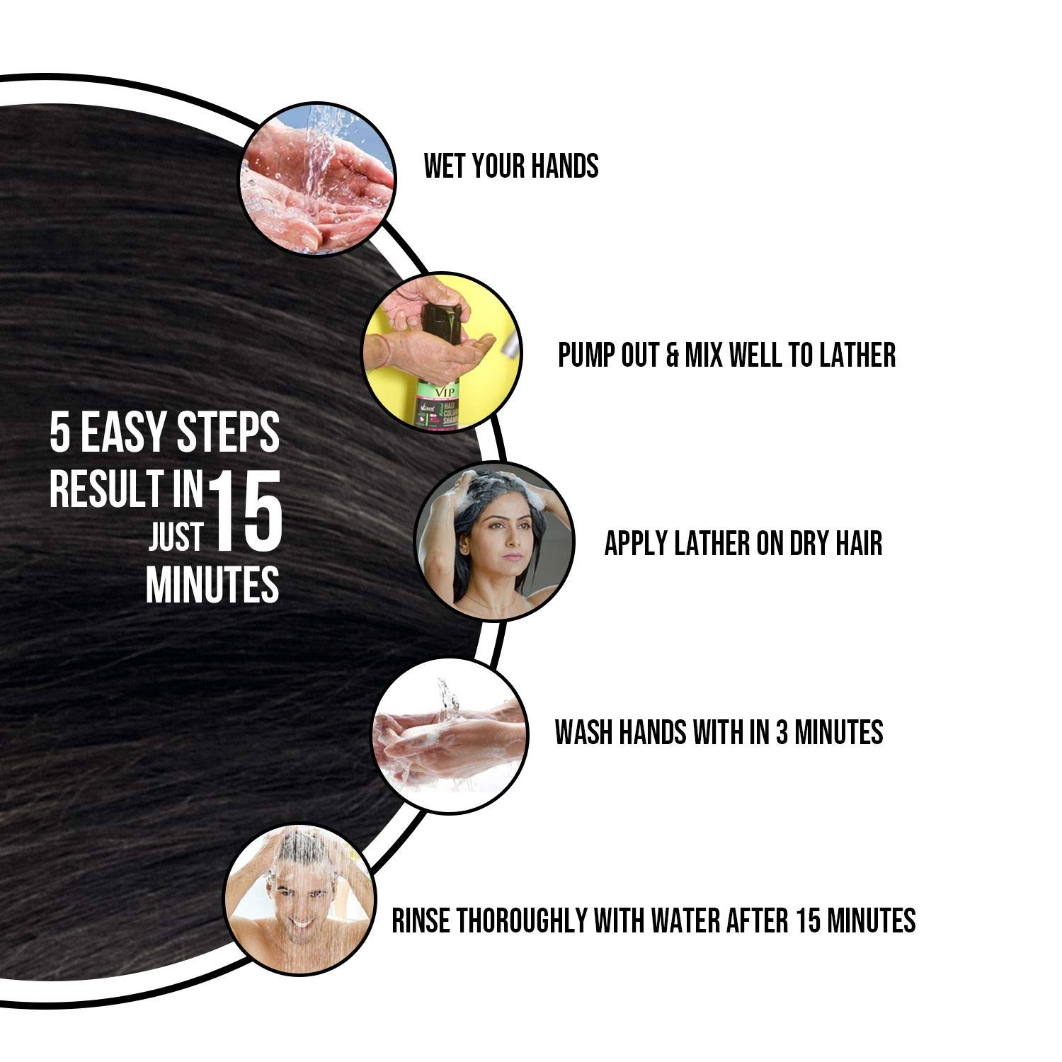 Vip Natural Black Hair Colour Shampoo, 40 ml, Pack of 1 Vip Natural Black Hair Colour Shampoo, 40 ml, Pack of 1