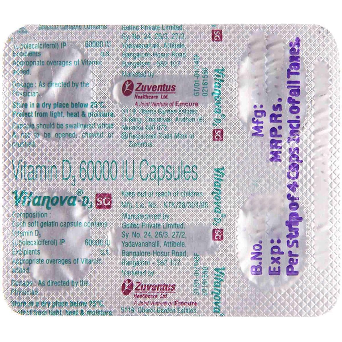 Vitanova-D3 SG Capsule 4's, Pack of 4 Vitanova-D3 SG Capsule 4's, Pack of 4