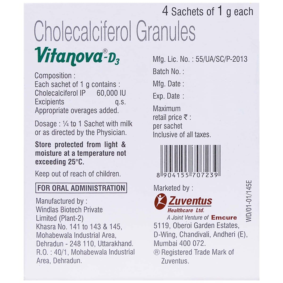 Vitanova-D3 Sachets 1 gm, Pack of 1 Vitanova-D3 Sachets 1 gm, Pack of 1