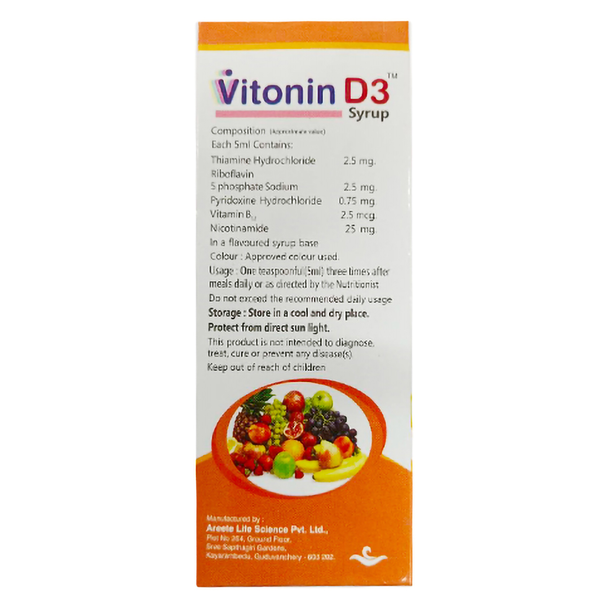 Vitonin D3 Syrup 200 ml, Pack of 1 Vitonin D3 Syrup 200 ml, Pack of 1