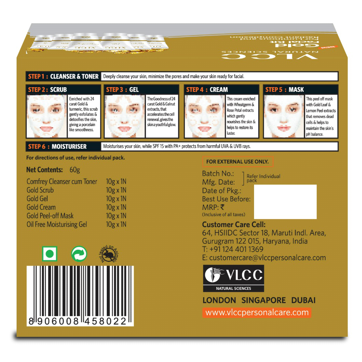 VLCC Gold Facial Kit 1 Count | For Luminous & Radiant Complexion | Parlour Like Glow, Pack of 1 VLCC Gold Facial Kit 1 Count | For Luminous & Radiant Complexion | Parlour Like Glow, Pack of 1