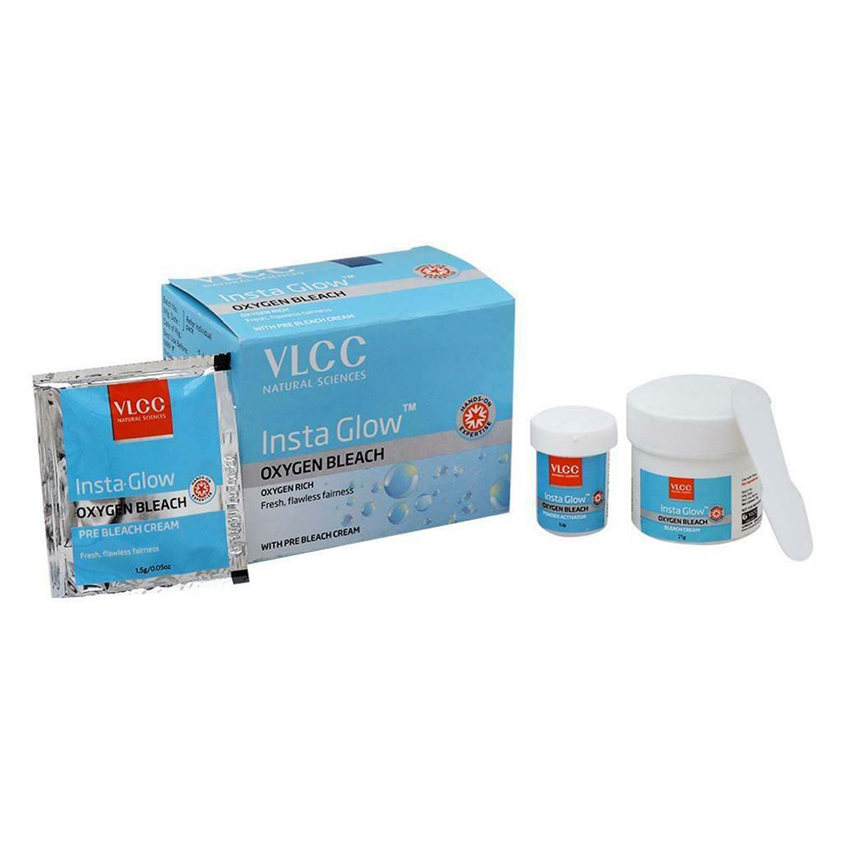 VLCC Insta Glow Oxygen Bleach 25 gm | With Pre Bleach Cream | For Fresh, Flawless Fairness, Pack of 1 VLCC Insta Glow Oxygen Bleach 25 gm | With Pre Bleach Cream | For Fresh, Flawless Fairness, Pack of 1