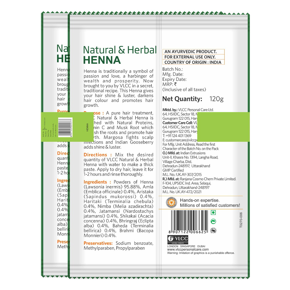 VLCC Natural & Herbal Henna Hair Defense Powder, 2 x 120 gm, Pack of 1 VLCC Natural & Herbal Henna Hair Defense Powder, 2 x 120 gm, Pack of 1