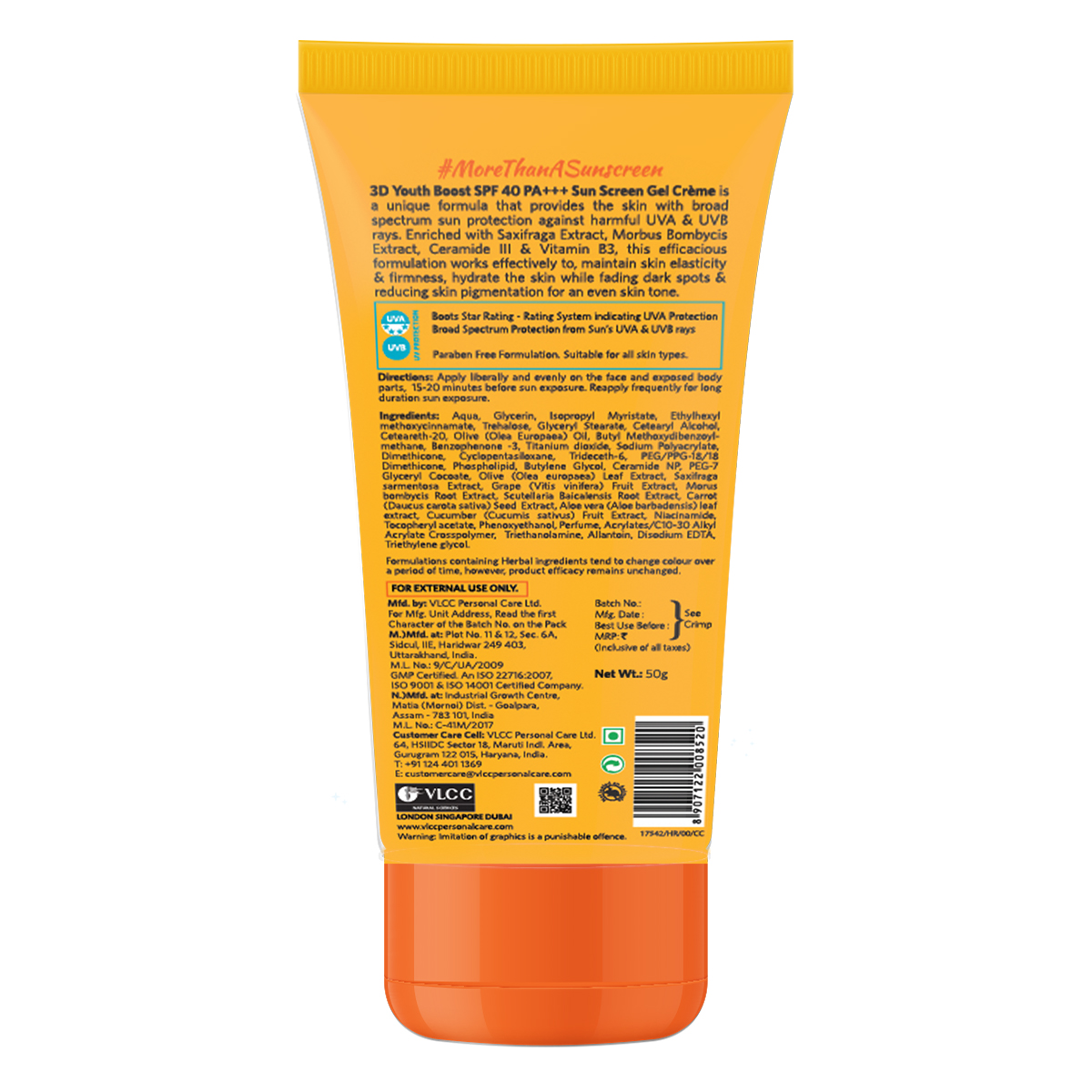 VLCC 3D Youth Boost SPF 40 PA+++ Sunscreen Gel Crème, 50 gm, Pack of 1 VLCC 3D Youth Boost SPF 40 PA+++ Sunscreen Gel Crème, 50 gm, Pack of 1