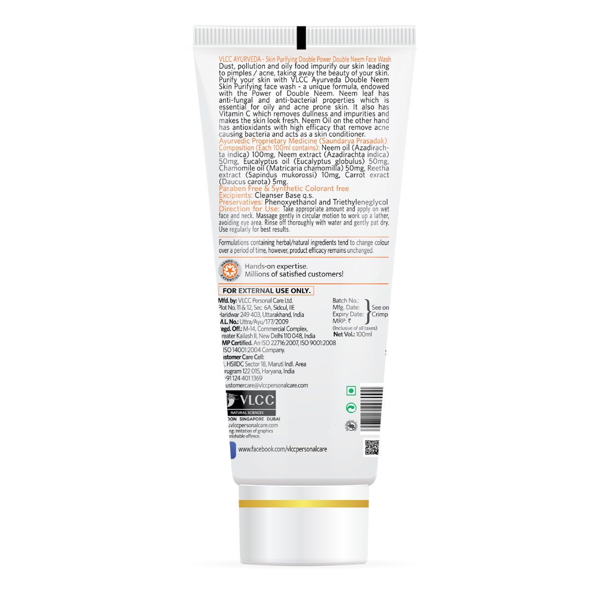 VLCC Ayurveda Skin Purifying Double Power Double Neem Face Wash 100 ml | Goodness Of Neem | Purifies Skin, Pack of 1 VLCC Ayurveda Skin Purifying Double Power Double Neem Face Wash 100 ml | Goodness Of Neem | Purifies Skin, Pack of 1
