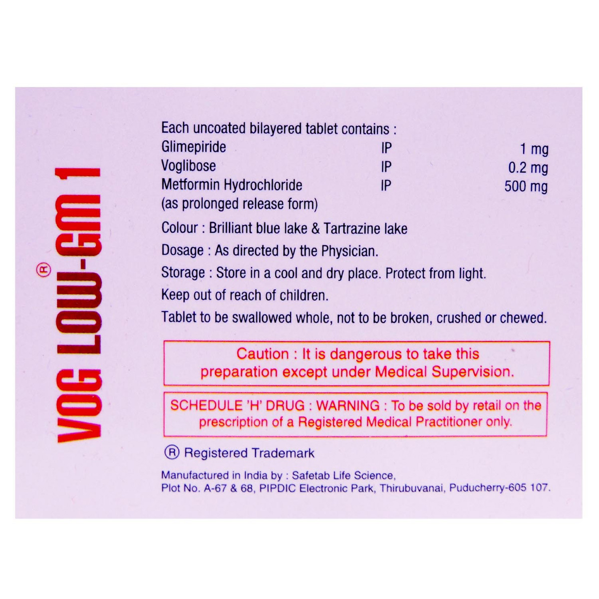 Voglow GM 1 Tablet 10's, Pack of 10 TABLETS Voglow GM 1 Tablet 10's, Pack of 10 TABLETS