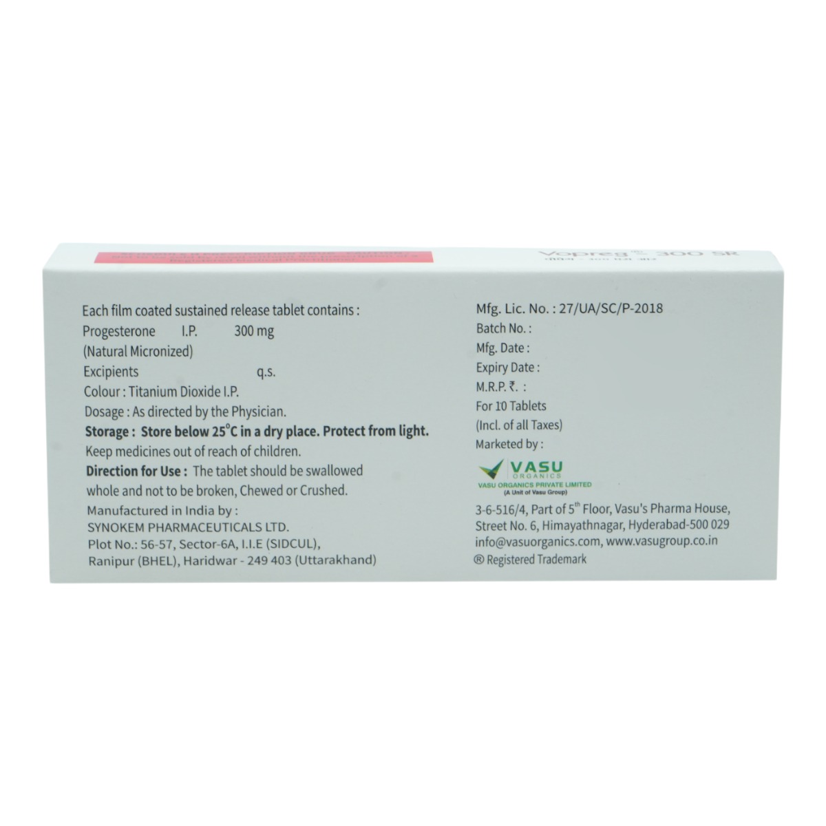 Vopreg 300 SR Tablet 10's, Pack of 10 TabletS Vopreg 300 SR Tablet 10's, Pack of 10 TabletS